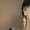 Pendientes largos de borla de metal de lujo, ligeros y retro, de nicho, exquisitos, de moda, con temperamento, joyería de oído de alto sentido, al por mayor