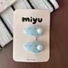 Presilha de Cabelo Infantil com Presilha de Mola Estilo Coreano Fresca e Doce de Tecido Versátil para Primavera e Verão com Bolinhas para Cabelo Lateral de Meninas