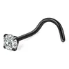 Joyería para piercing corporal de moda europea y americana transfronteriza de acero inoxidable con circonita redonda, clavo de nariz en forma de S curvada, clavo de nariz de barra curvada, clavo de labio