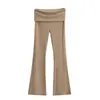 Pantalones Deportivos de Doble Cintura Nuevos Primavera 2024 Pantalones Casuales Estilo Chica Caliente para Mujer Pantalones Elásticos Ajustados Delgado con Ligero Acampanado