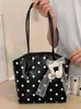 Bolso cubeta de lunares con lazo, estilo dulce y femenino para mujer, nuevo de moda versátil para el verano 2026, bandolera