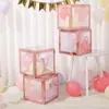 Caixa Surpresa Carta de Amor Arranjo de Aniversário Festa Decoração de Festa Suprimentos Balão Branco Transparente Caixa para Festa