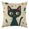 Funda de almohada de lino para cojín Temu Geométrico Abstracto Gato Peculiar Decoración de Sofá Etiqueta Venta al por mayor