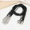 Colar Cordão de Fio de Cera Colorido Coreano 45cm Acessórios para Joias DIY Cordão de Couro Preto Fecho Lagosta Cordão Pingente de Fio de Cera
