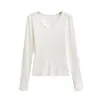 Top de Cuello en V de Manga Larga Picante Estilo Americano para Chica, Nuevo Primavera/Verano 2026 Camiseta Base Sexy Ajustada