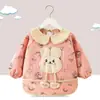 Babero de terciopelo de cristal para bebé, impermeable, antidesgaste, con bolsillo de arroz, para otoño e invierno, delantal para madre y bebé.