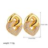Pendientes elegantes con microincrustaciones de circonitas francesas de oro de 18 quilates, estilo europeo y americano, con doble amor, joyas brillantes, pendientes ligeros de lujo en forma de corazón.