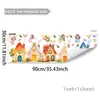 M21683 Múltiples Pegatinas de Pared Coloridas Temáticas de Pueblo de Cuento de Hadas Fantástico para Sala de Estar, Dormitorio, Pared de Fondo del Hogar, Pegatinas de Pared Autoadhesivas