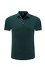 Algodón 95% spandex 5% color sólido con cuentas verde oscuro de fábrica negocio camisa polo de manga corta con cuello de solapa etiqueta bordada