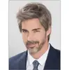 Cabelo Masculino Europeu e Americano Prata Cinza Curto Moda Estilo Executivo Cabelo Curto Masculino Cinza Cabelo Masculino Venda Quente Peruca em Estoque