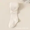 Meias com Laço para Primavera e Outono para Meninas, Leggings Infantis Patchwork de Algodão Penteado, Meias Inteiras de Alta Elasticidade para Bebês Meninas, Adequadas para Uso ao Ar Livre