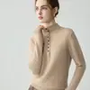 Suéter de mujer de cachemira grueso de siete puntos con cuello alto medio, nuevo jersey ajustado de otoño e invierno con mangas largas para usar en capas