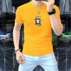 Estação Europeia 2024 Masculina Manga Curta Simples Fashionável Casual Meia Manga Versátil Camiseta Europeia Bonita Famosa na Internet Top Lançamento