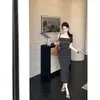 Especialmente Hermoso, Ceñidor de Cintura, Sexy, Estilo Puro Deseo, Vestido Bodycon Ajustado con Acabado de Lujo, Vestido Tubo de Punto Rayado en Bloques de Color