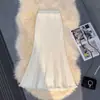 Saia Longa de Tricô Grossa Estilo Cauda de Peixe com Franjas Feminina Outono Inverno Caimento Emagrecedor Cintura Alta Linha A Longa Bodycon Saia Longa Nova