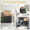 Caja de Almacenamiento de Madera de Doble Capa para Productos de Higiene Personal, Organizador para Baño del Hogar con Tapa Abatible y Cajón