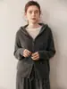 Cárdigan de cachemira con cremallera Otoño e Invierno para mujer Aguja de lingote Con capucha Holgado Grueso Tejido de punto Camiseta interior Chaqueta de estilo corto