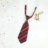 Corbata pequeña de rayas ultracorta casera para mujer, estilo perezoso, no necesita atarse, estilo universitario japonés lindo, marrón retro, niños de jardín de infancia