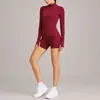 Conjunto de chaqueta de yoga transfronterizo, conjunto de top de manga larga con cremallera de secado rápido, conjunto de pantalones de yoga transpirables que absorben la humedad para deportes de running para mujer