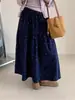 Moda Coreana Falda Larga Floral Elástica Suave Cintura Mujer Otoño 2025 Nueva Delgado Línea A