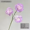 Flor Artificial Rosa Elsa de 3 Cabeças, Flor Artificial para Casamentos, Material de Tecido de Seda, Rosa Aberta com Pétalas em Cor Gradiente