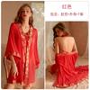Guiruo - Ropa interior sexy de malla con perspectiva de vientre, túnica antigua de Hanfu, traje antiguo, conjunto de uniforme de tentación 757