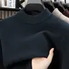 Suéter Grueso de Mezcla de Lana con Cuello Alto Medio para Hombre, Otoño e Invierno, Jersey Holgado, Ropa Interior Térmica de Punto