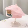 Chapéu de Pintor de Lã Tricotado Chapéu de Princesa Moderno Estilo Estrangeiro Boina Infantil Outono e Inverno Estilo Coreano Urso Menino Bebê
