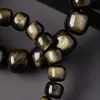 Pulsera deabalorios de Obsidiana Cristalina Natural Estilo Antiguo, Pulsera de Obsidiana Plateada conabalorios Cilíndricos de Doble Ojo, Pulsera de Círculo Único para Hombres y Mujeres Venta al por Mayor