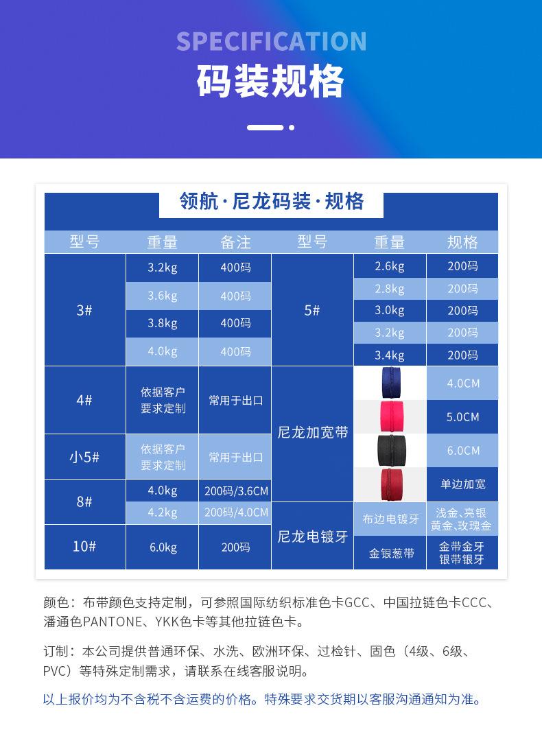 尼龙马庄拉链，3号4号5号8号10号尼龙码装拉链