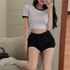 Estilo esportivo terno feminino verão curto contraste cor T-shirt umbigo manga curta top com shorts casuais duas peças terno moda