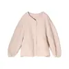 Huaye 100% Seda de Morera Relleno Cuello en V Cálido Resistente al Viento Algodón Holgado Casual Chaqueta Cárdigan Top Nuevo Estilo para Mujer