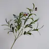 Hoja de Olivo Simulada de 6 Puntas Verde Boda Arreglo Floral para Sala de Estar Adornos Decorativos Hojas de Olivo Fabricante Venta al por Mayor