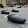 Banqueta de Fibra de Vidro com Aparência de Pedra e Pedras para Shoppings, Parques ao Ar Livre, Assento Oval Criativo Artístico para Lazer