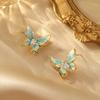 Novos Brincos de Borboleta com Zircônia Esmaltada Chinesa Gotejamento de Óleo Design Único de Luxo Leve Brincos de Alto Padrão Brincos Elegantes da Moda