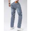 Calça Jeans Masculina, Elástica e Confortável, Calça Jeans de Corte Reto na Cor Azul Marinho, Calça Masculina Simples e Emagrecedora, Adequada para Todas as Estações