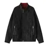 En stock: Chaqueta biker de cuero PU tie-dye estilo americano, nuevo lanzamiento otoño 2026, abrigo casual de moda para hombre, corte holgado, talla grande