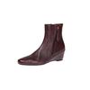 Botines Chelsea de Cuña Cómodos de Piel de Cabra Curtida al Vegetal Primera Capa Invierno 2025 Tacón Medio Cremallera Lateral Punta Cuadrada Pequeña Botines Cortos de Piel Genuina para Mujer