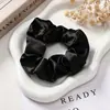 Bestseller transfronterizo en Europa y América: Goma para el pelo de satén de cristal de color liso, scrunchie retro francés, accesorio para el pelo elástico de tela