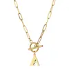Europa y Estados Unidos cadena de clip de hebilla Ot transfronteriza collar con colgante de 26 letras inglesas cadena de clavícula femenina de acero inoxidable oro de 18K