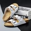 Sandálias Masculinas, Chinelos para Casais, Meio Chinelo de Couro de Cortiça para Mulheres, Uso Externo Birkenstocks para Homens