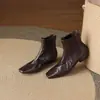 Botines Chelsea de Moda y Sencillos Estilo Coreano 2.5cm Otoño e Invierno 2025 Nuevos Punta Cuadrada Tacón Grueso Cierre Trasero Botines Cortos para Mujer
