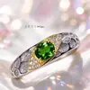 Anillo de Gema Azul Zafiro Natural para Mujer, Plata de Ley 925 con Diamantes, Moderno, Sencillo, Anillo Abierto de Alta Gama