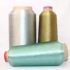 Hilo para bordado por computadora/hilo de bordado/hilo dorado y plateado 150D/2 hilo multicable dorado y plateado