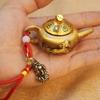 Latón gira la olla alrededor mini dragón y tetera de fénix inmediatamente cambian de manos para jugar mahjong artesanías de cobre de la suerte