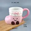 Taza de Cerámica Linda con Forma de Bota 3D con Lazo Rosa y Cara Sonriente, Taza de Café Creativa para el Hogar