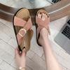 Moda Versátil Casual Zapatos Planos Transpirables para Exterior Slip-On Hebilla Pantuflas para Mujer 2025 Verano Otoño Nuevo Cómodo Hogar