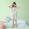 Algodón de Xinjiang Antibacteriano Fresco y Sencillo Algodón Elástico Clase A Pijama de Manga Corta 100% Algodón para Mujer, Ropa de Casa de Verano al por Mayor