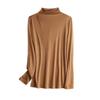 Selección Estricta de Camiseta Base de Manga Larga de Otoño para Mujer Seda de Morera Plisada Cuello Semialto Seda Materna Base Tejida