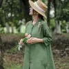 Camisa bordada de algodón y lino, nueva colección de verano para mujer, corte holgado, longitud media, camisa casual, versátil, cómoda, transpirable y ligera, prenda de abrigo